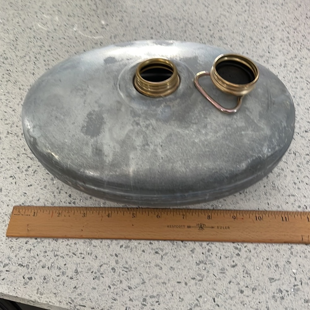 Bed warmer. Vintage Galvanized steel. Brass screw cover great antique condition